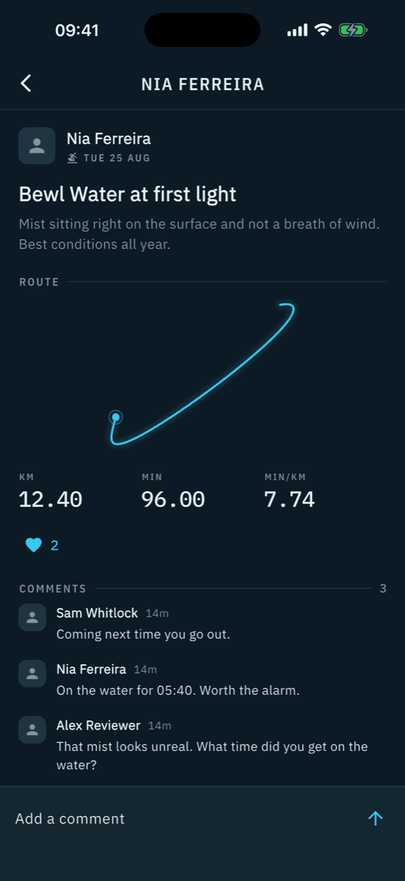 A paddle in detail, with its full route and comments