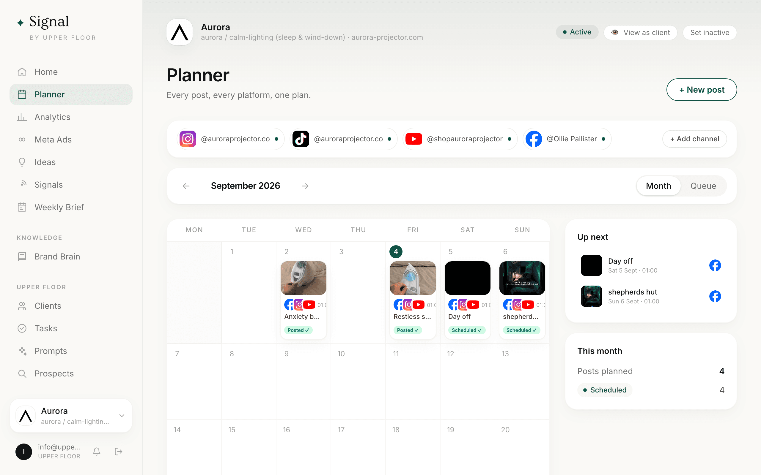 The real Signal content planner, an example of our custom software