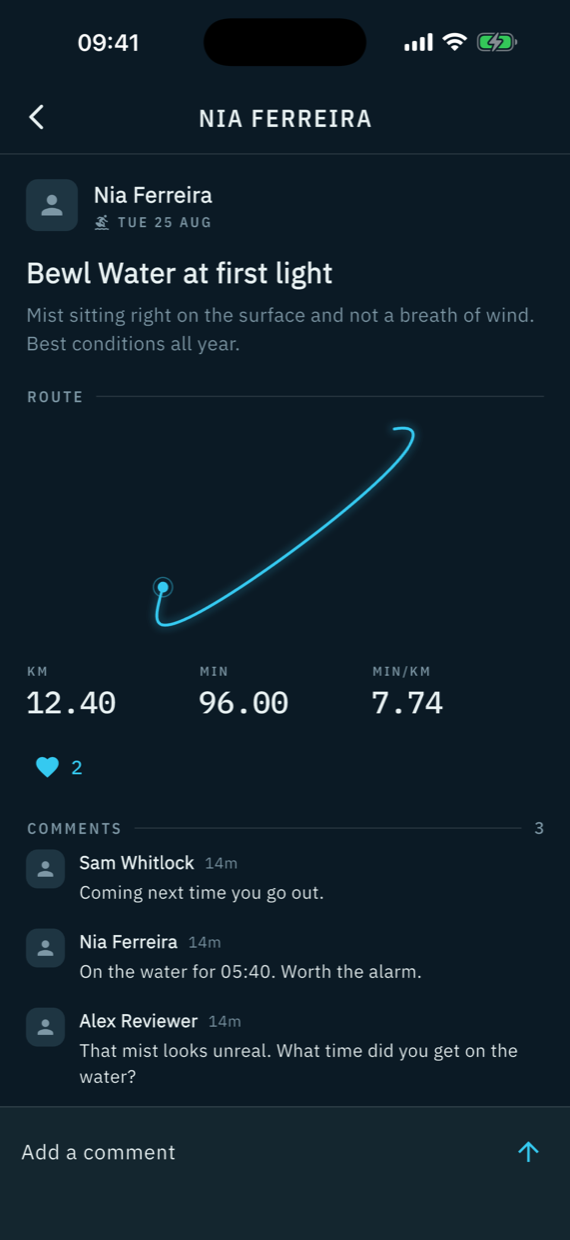 A paddle in detail, with its full route and comments